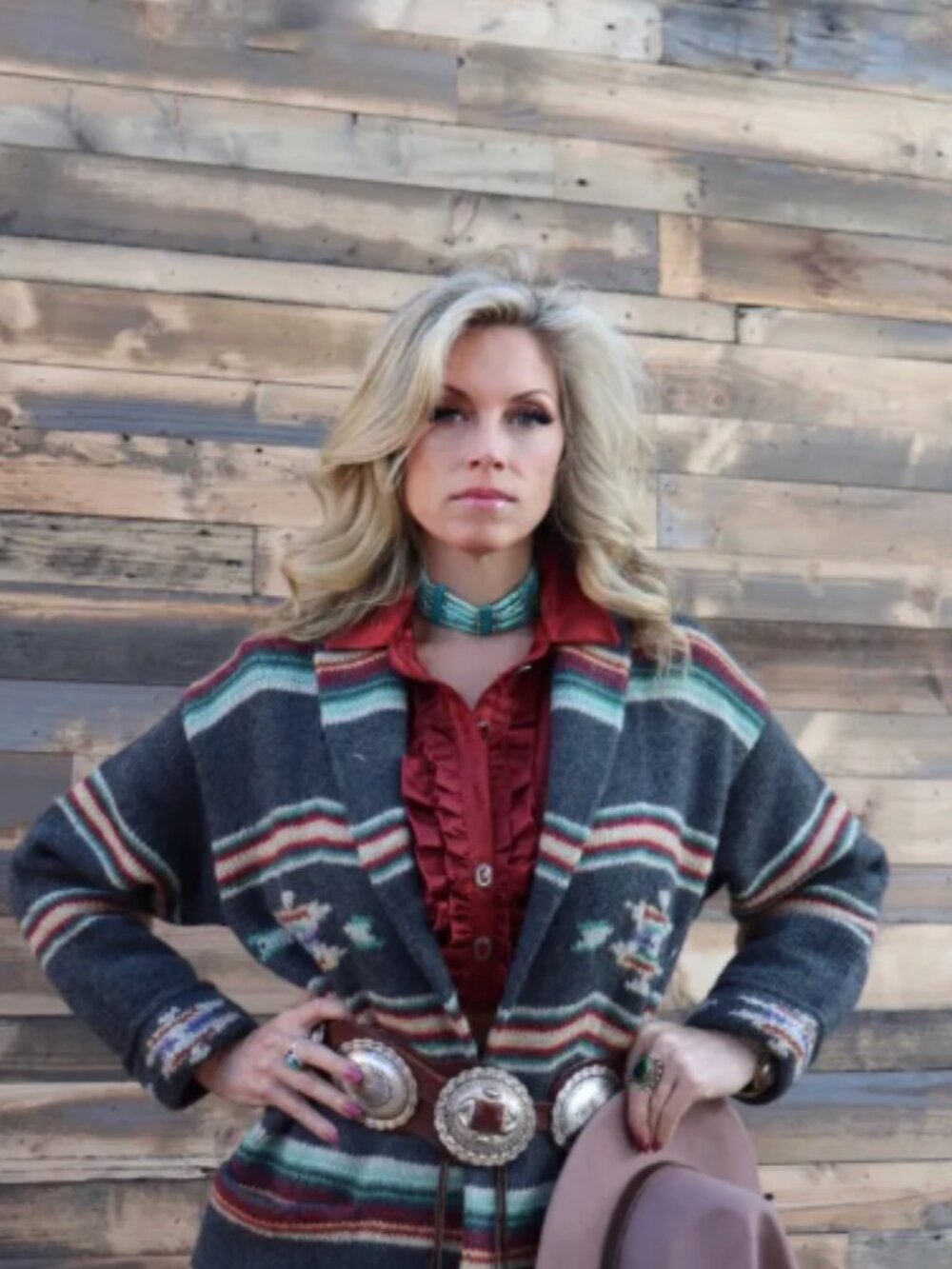 Vintage Ralph Lauren Wool Knit Southwestern Cardigan Sweater Concho Ties S - Picture 3 of 11
